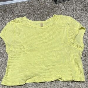 Yellow Textured Short Sleeve Top